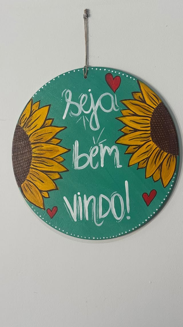 Placa com girassóis — Seja bem-vindo
